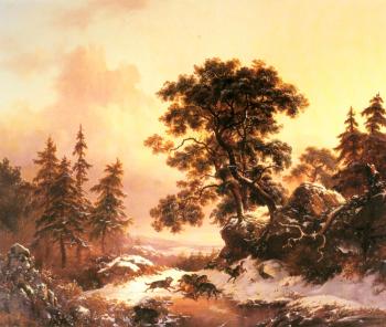 弗雷德裡尅 馬裡亞努斯 尅魯斯曼 Wolves In A Winter Landscape 弗雷德裡尅 馬裡亞努斯 尅魯斯曼 Wolves In A Winter Landscape